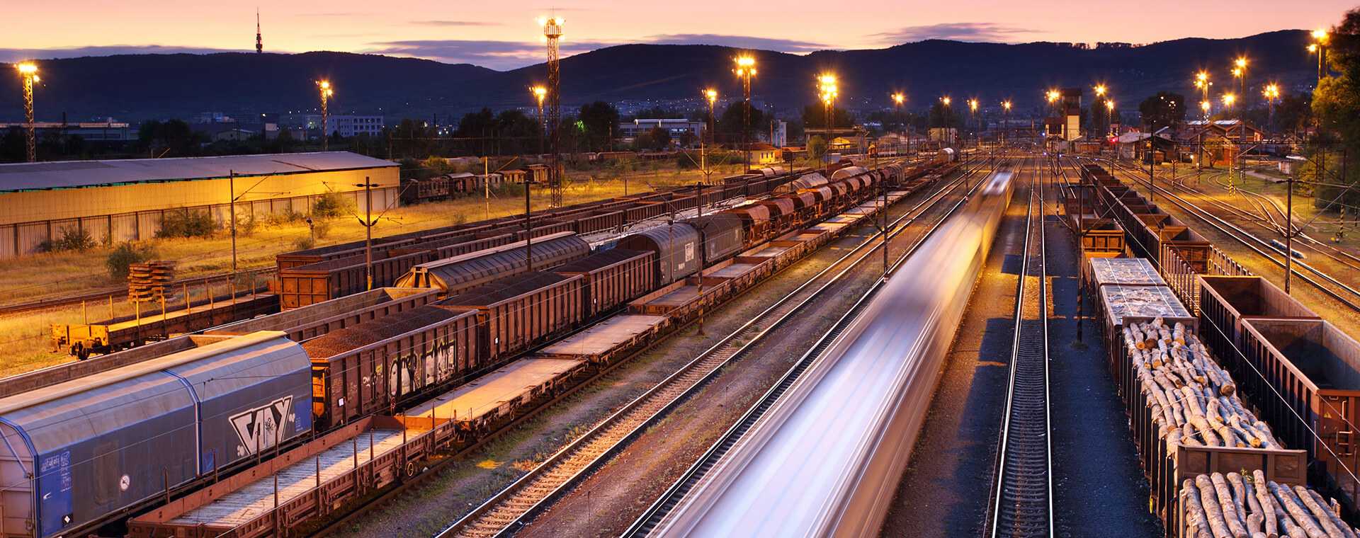 A busy train yard.