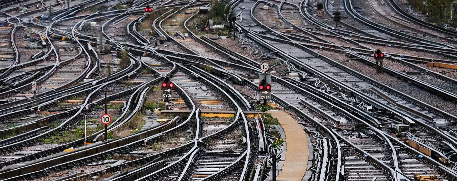 A switch on a train track.